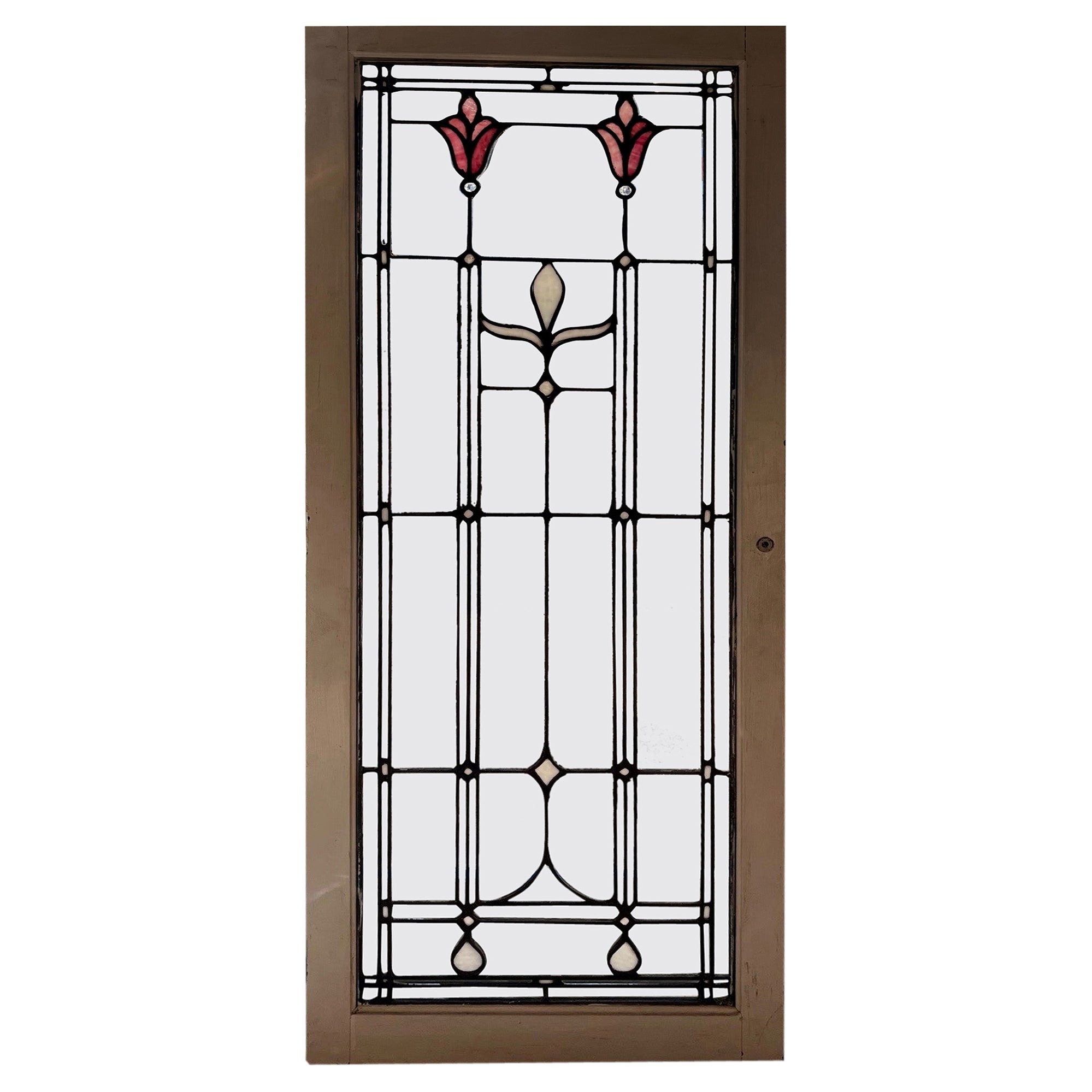 Art Deco Stained and Clear Glass Cabinet Door Panels 4 Pcs. Available