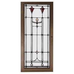 Vintage Art Deco Stained and Clear Glass Cabinet Door Panels 4 Pcs. Available