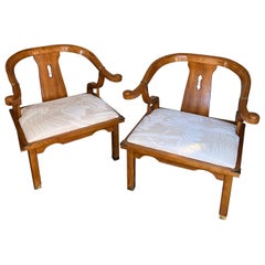 James Mont Hollywood Regency Style Chinoiserie Lounge Chairs, 1970's
