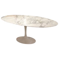 Used Mid-Century Modern Original Eero Saarinen Knoll Oval Marble Dining Table