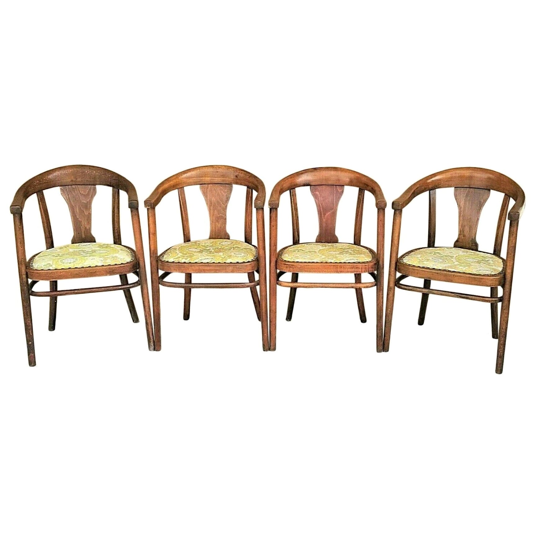 Antique Mundus J & J Kohn Bentwood Elbow Chairs, Set of 4