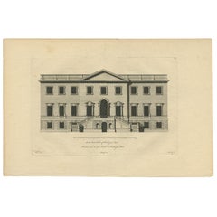 Antique Print of the South-East Facade of the Mansion at Kirtlington Park, c1770