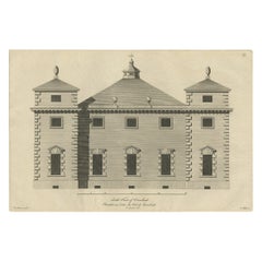 Antique Print of the Southern Facade of Coombank in Kent, England, c.1770