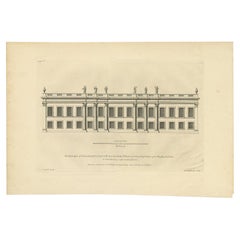 Antique Print of the West Front of Cholmondeley Hall by Campbell, 1717