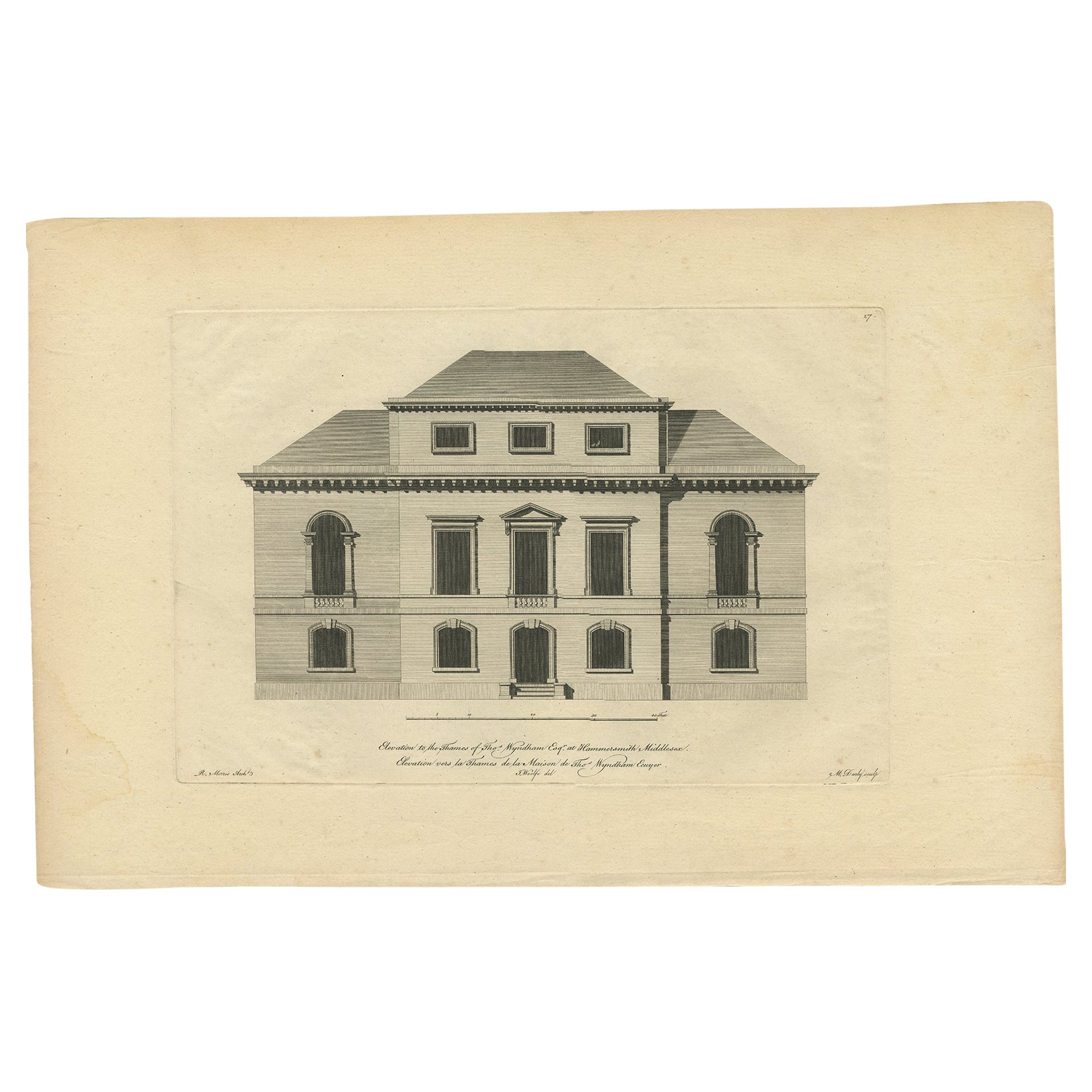 Antique Print of Thomas Wyndham's Palace by Woolfe, c.1770