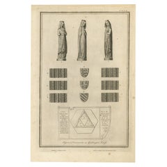 Antique Figures & Ornaments on Geddington Cross, Basire, 1791