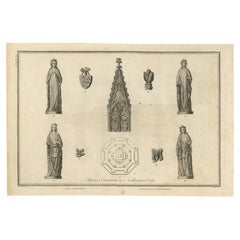 Antique Figures & Ornaments on Northampton Cross, Basire, 1791