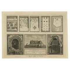 Original Antique Print of the Magdalen Chapel Near Winchester, England, 1790