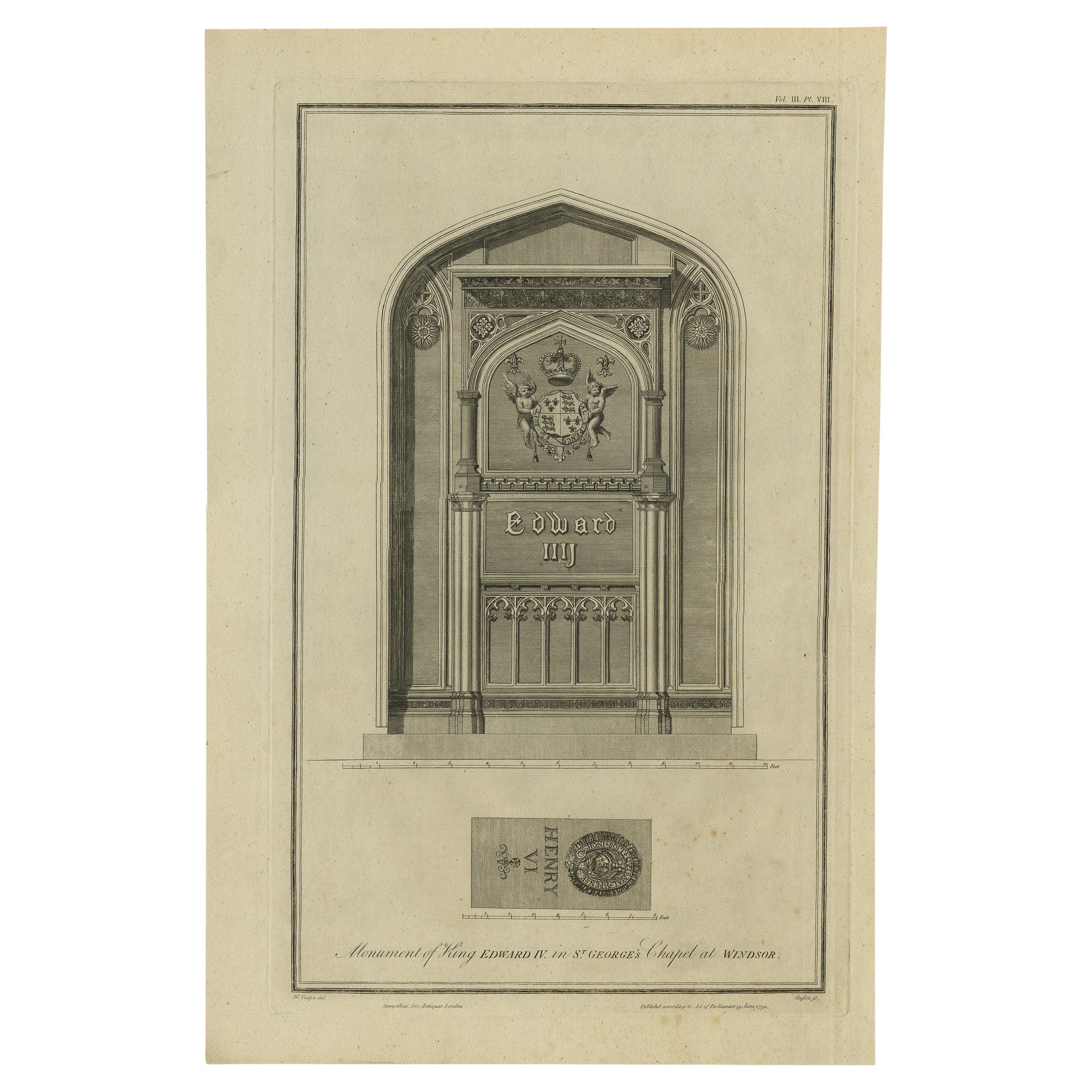 Monument of King Edward IV (..) - Basire, 1790 For Sale
