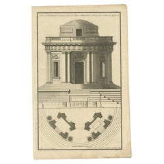 Pl. 1 Antique Architecture Print of a Plan and Section of a Salon by Neufforge