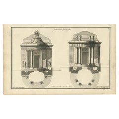 Pl. 2 Antique Architecture Print of Two Chapels by Neufforge, c.1770
