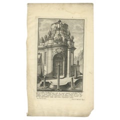 Pl. 2 Antiker Druck eines Garten Pavillons von Schbler, ca. 1724