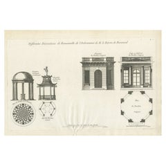 Pl. 2 Antique Print of Pavilion Decorations by Le Rouge, c.1785