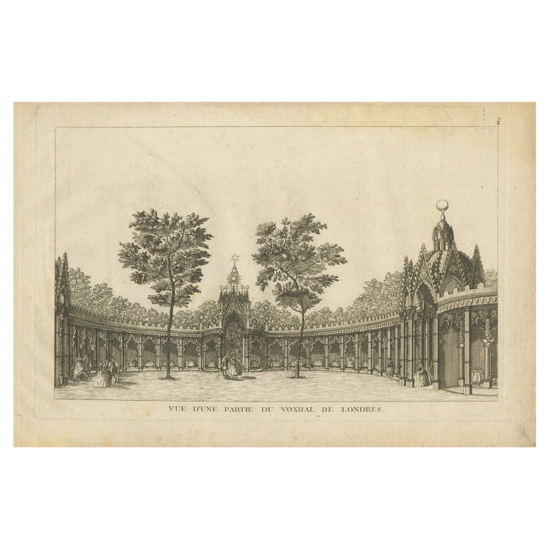 Pl. 2 Antique Print of Vauxhall Gardens by Le Rouge, c.1785 For Sale