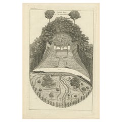 Pl. 21 Antique Print of a Garden Fountain by Le Rouge, c.1785