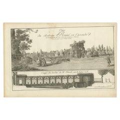 Pl. 10 Antiker Druck eines Schlosses und eines Gartens von Le Rouge, um 1785