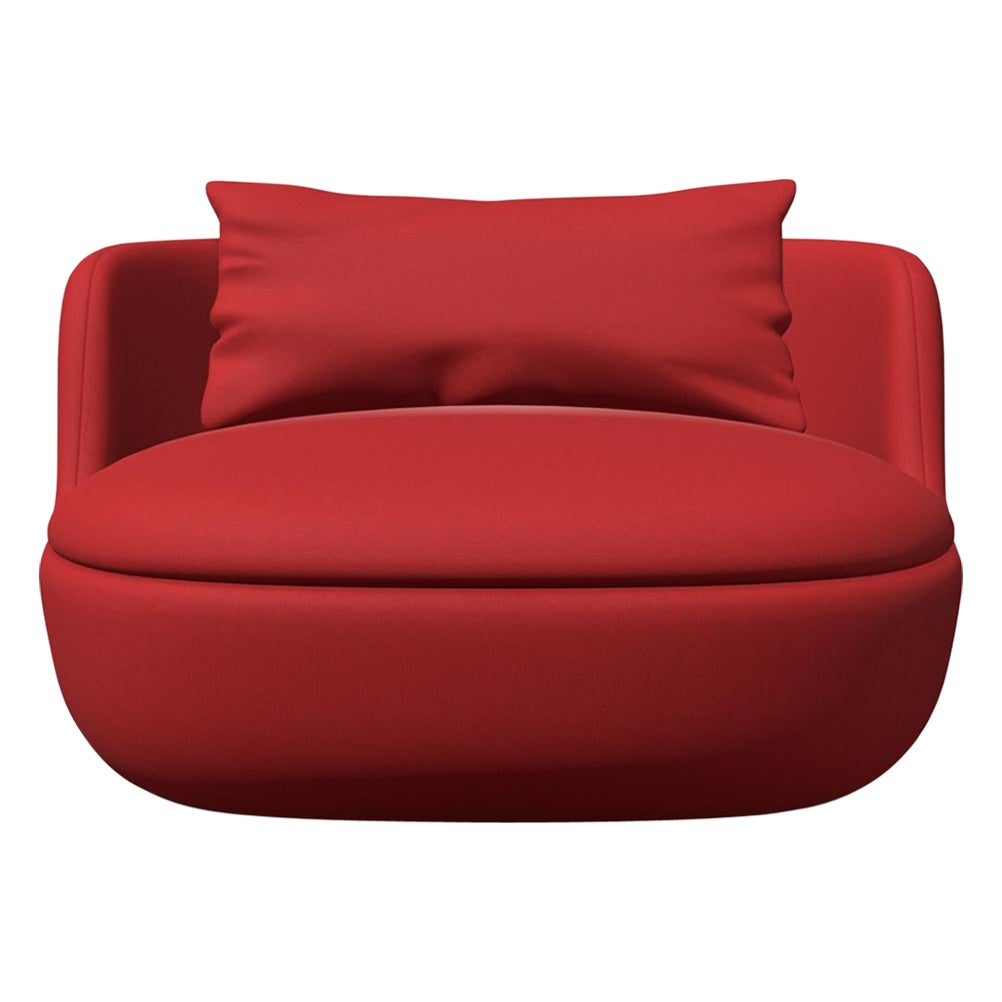 Moooi Bart Swivel Armchair in Foam Seat with Divina 3 Red Upholstery For Sale