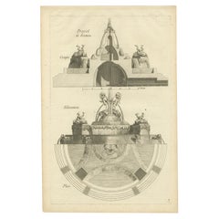 Pl. 11 Antique Print of Garden Fountains by Le Rouge, c.1785