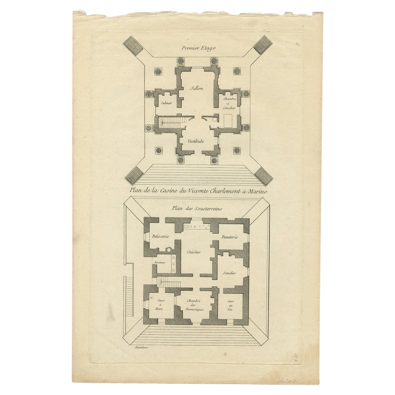 Pl. 11 Antique Print of the Mansion of Viscount Charlemont by Le Rouge, c.1785