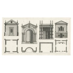 Antiker antiker Druck von verschiedenen Designs für Garten Tempel von Le Rouge, um 1785