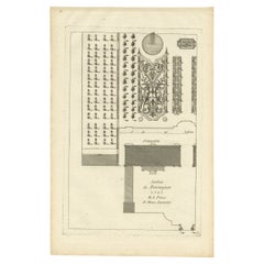 Pl. 12 Antique Print of an Orangery and Garden Plan by Le Rouge, c.1785