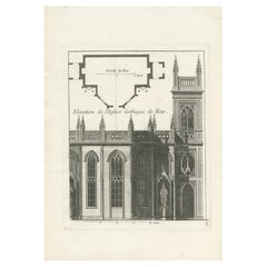 Antique Print of the Gothic Church of Kew, Surrey, England, c.1785