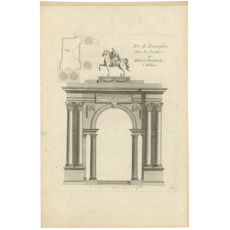Pl. 14 Antique Print of a Triumphal Arch by Le Rouge, c.1785 For Sale