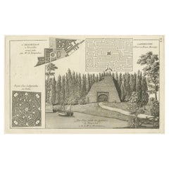 Antique Print of Labyrinth and the Hermitage of Versailles, France, 1776