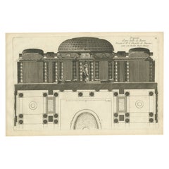 Impression ancienne d'un dessin de salle de bains pour l'Hôtel De Jansen à Paris, France, vers 1785