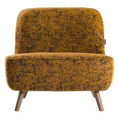 Moooi Cocktail Chair in Jacquard Mustard Upholstery with White Wash Stained Legs