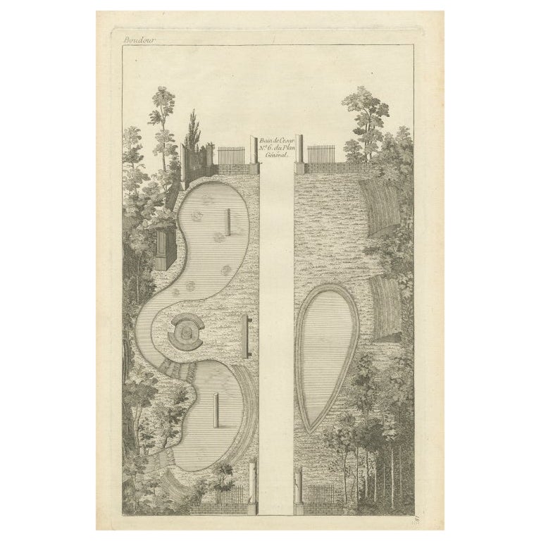 Pl. 18 Antique Print of a Garden Design by Le Rouge, c.1785 For Sale
