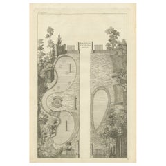Pl. 18, Antiker Druck eines Gartendesigns von Le Rouge, um 1785