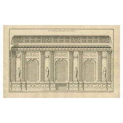 Impression d'architecture ancienne Pl. 3 représentant le design d'un salon par Neufforge, vers 1770
