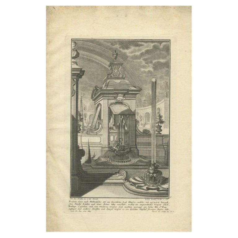 Impression ancienne d'un pavillon néerlandais Pl. 3 par Schbler, vers 1724