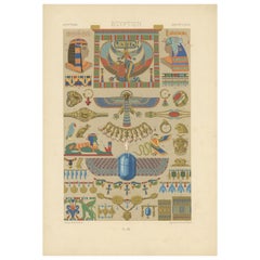 Original Antique Print of Egyptian Decorative Art, 1869