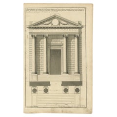 Impression architecturale ancienne d'un portico ionique par Neufforge Pl. 2, vers 1770