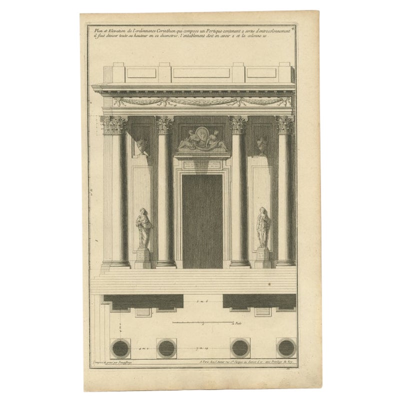 Pl. 4 Antique Architecture Print of a Corinthian Portico by Neufforge, c.1770