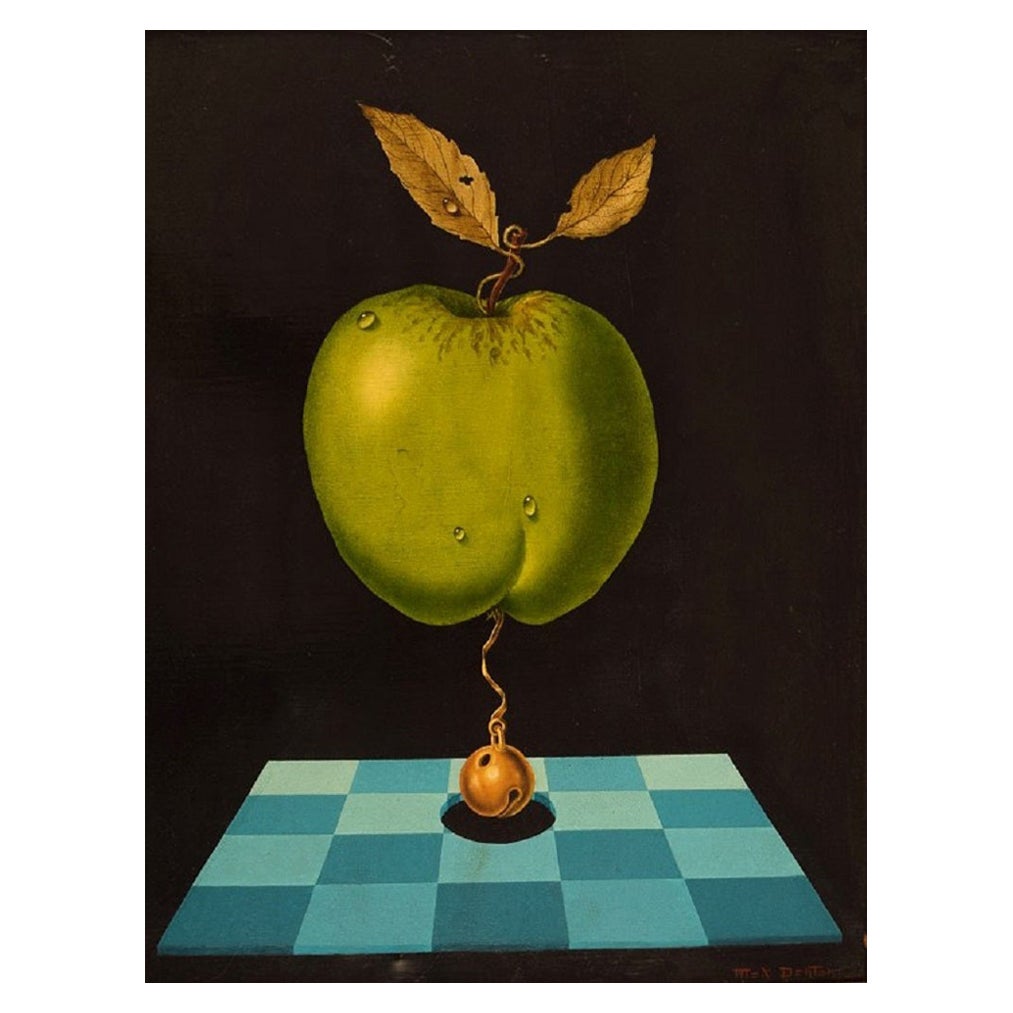 Max Danton, French Artist, Oil on Canvas, Surreal Still Life, 1980s For Sale
