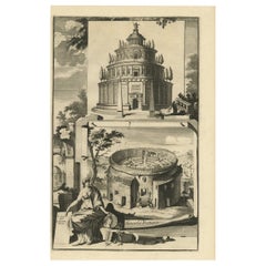 Old Engraving of The Mausoleum of Augustus and its remnants in Rome, Italy