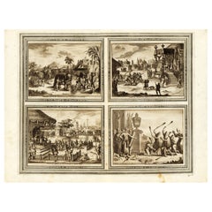 Combat d'hommes avec des lions devant le grand  Mogul et trois autres, 1725