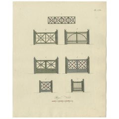 Antiker antiker Druck von Gartenarchitektur von Van Laar, 1802