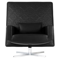 Moooi Jackson Chair in Black Leather Embroidery Upholstery with Steel Frame
