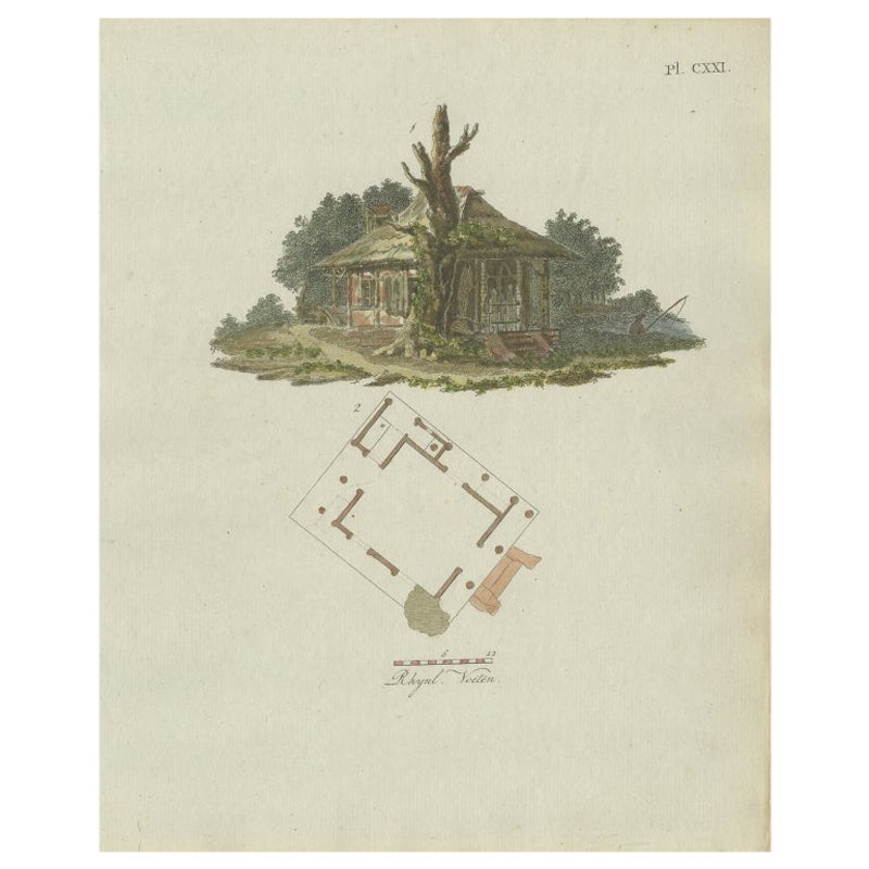 Interesting Antique Print of Garden Architecture by Van Laar, 1802