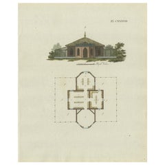 Impression ancienne d'une architecture de jardin par Van Laar, 1802