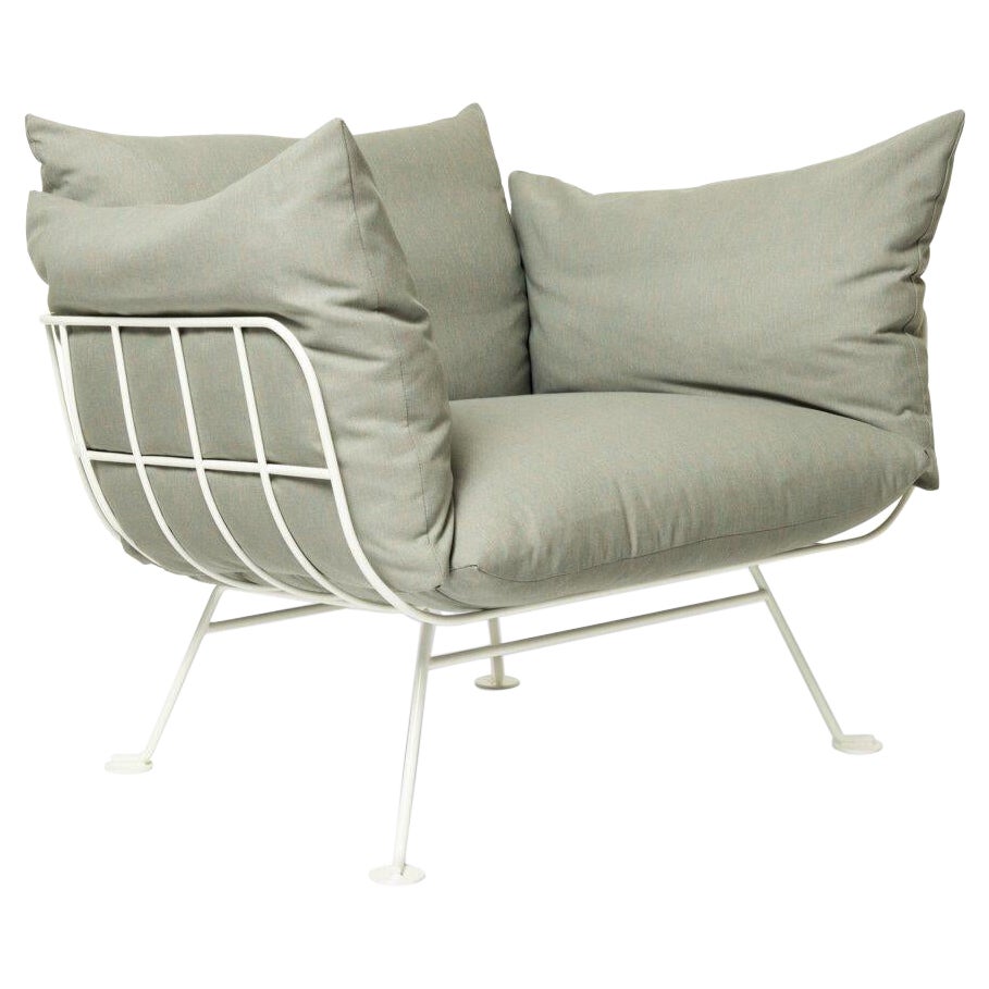Moooi Nest Armchair in Alfresco, Dazzleberry Upholstery with White Steel Frame For Sale