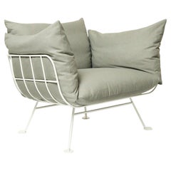 Moooi Nest Armchair in Alfresco, Dazzleberry Upholstery with White Steel Frame