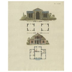 Antiker Druck eines Hauses aus der Gartenarchitektur von Van Laar, 1802