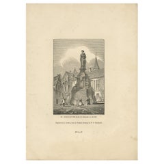 Antique Print of the Statue of Joan of Arc by Knight, 1835