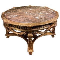 Vintage Impressive Solid Salon Center Table Louis XV, Beech, Gold
