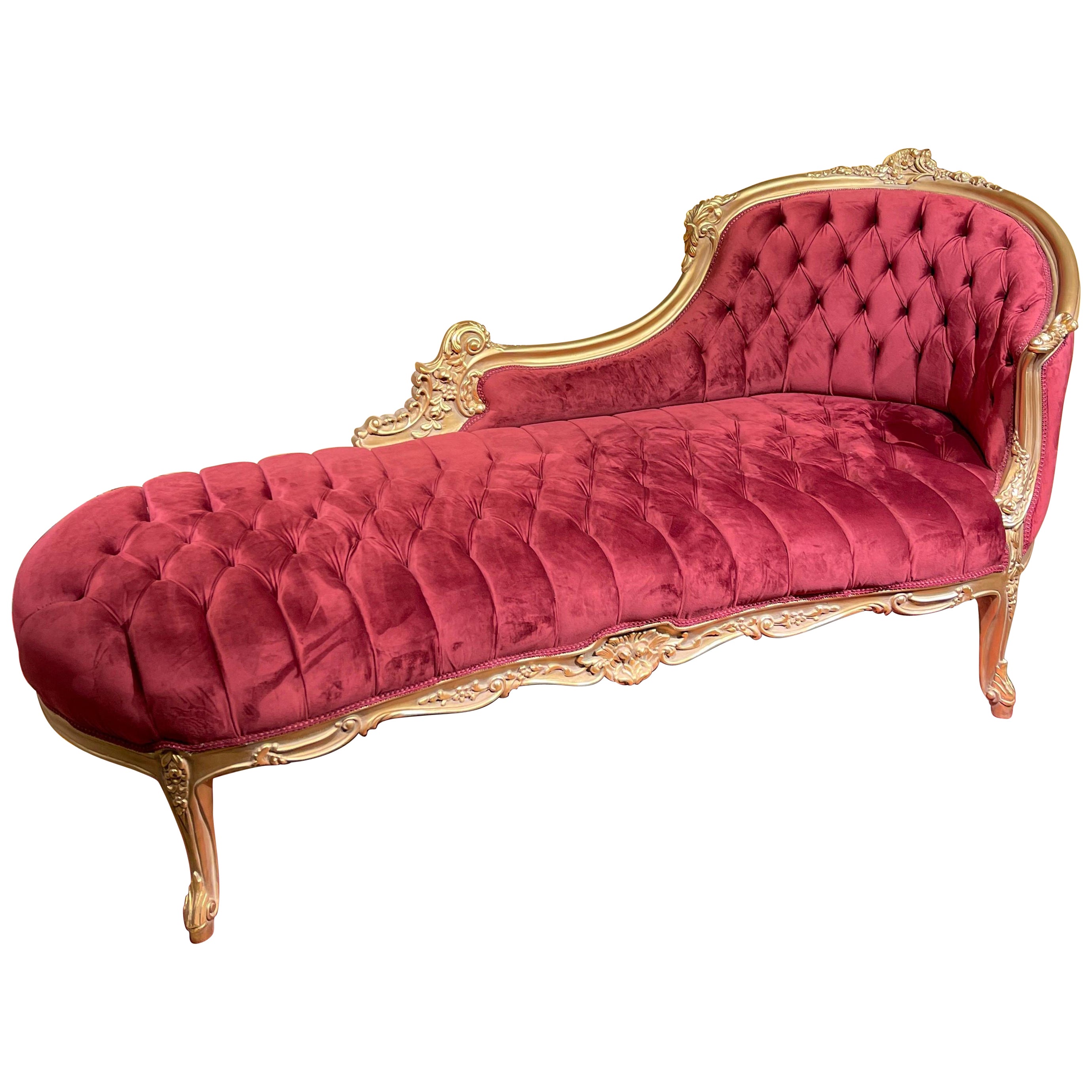 Chaise longue/récamière du XXe siècle, Louis XV, bois de hêtre